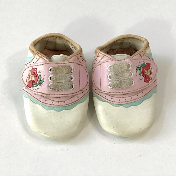 Vintage 1990s Disney The Little Mermaid Baby Shoes Hook & Loop Closure - Picture 1 of 10